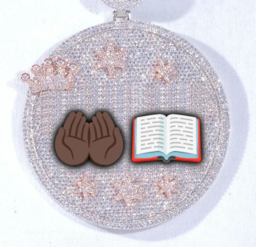 CUSTOM LETTER NECKLACE 3D BIG CROWN DISC sold by The GUU Shop