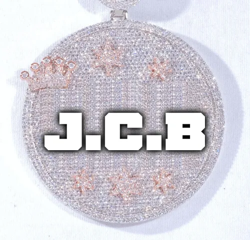 CUSTOM LETTER NECKLACE 3D BIG CROWN DISC sold by The GUU Shop