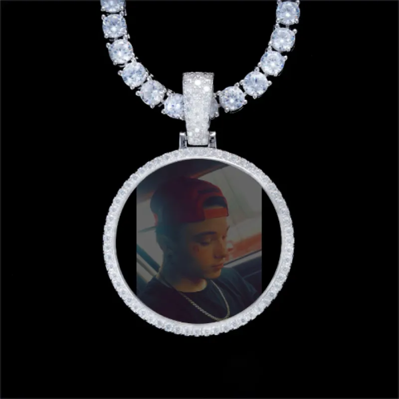 925S & VVS Moissanite 3D Circle Custom Picture Pendant sold by The GUU Shop