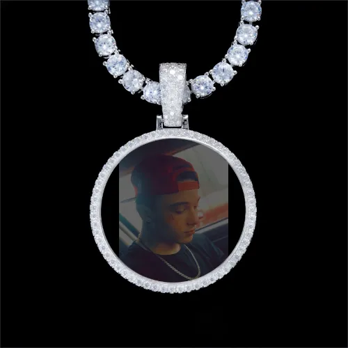 925S & VVS Moissanite 3D Circle Custom Picture Pendant sold by The GUU Shop