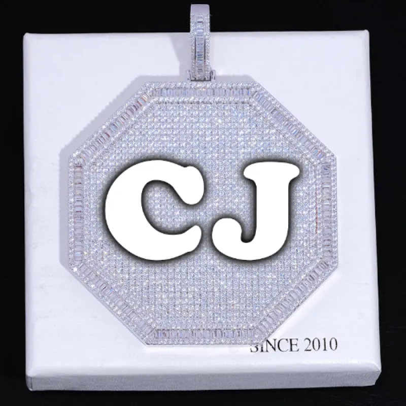 CUSTOM LETTER NECKLACE 3D BIG OCTAGON sold by The GUU Shop