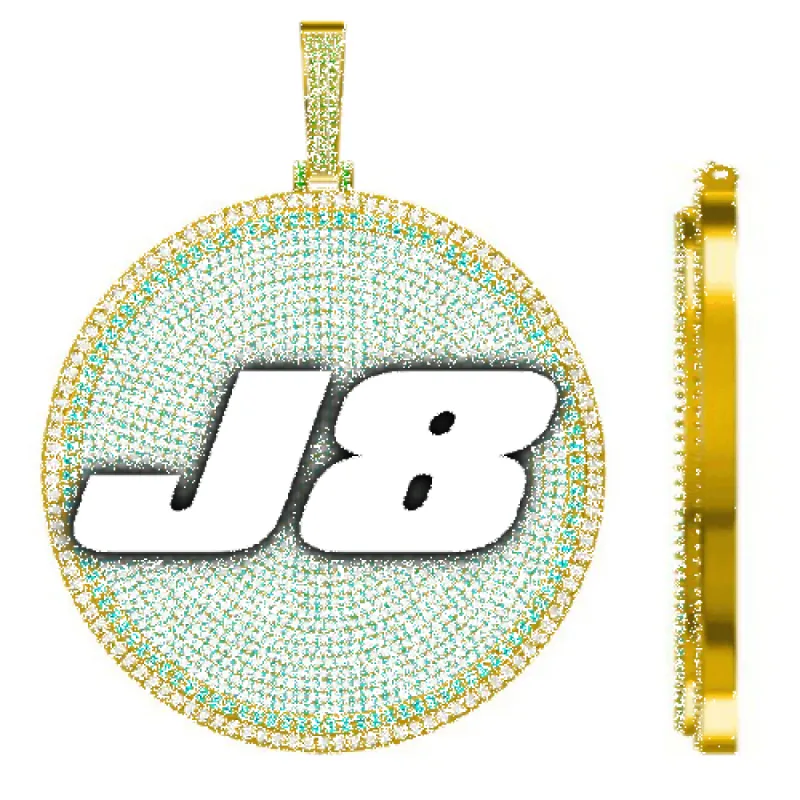 CUSTOM LETTER NECKLACE 3D BIG DISC sold by The GUU Shop