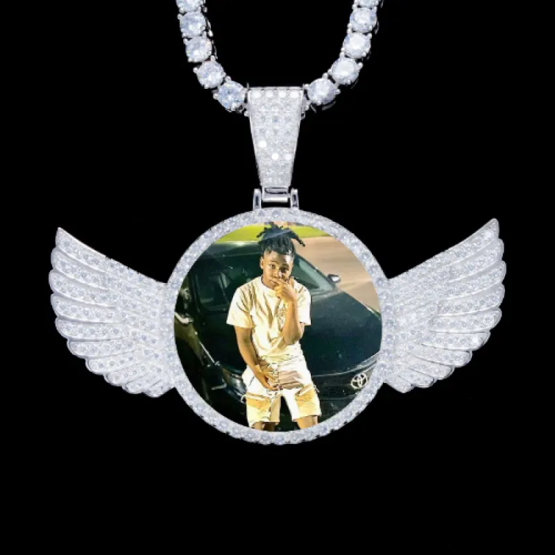 925S & VVS Moissanite 3D Wing Custom Picture Pendant sold by The GUU Shop