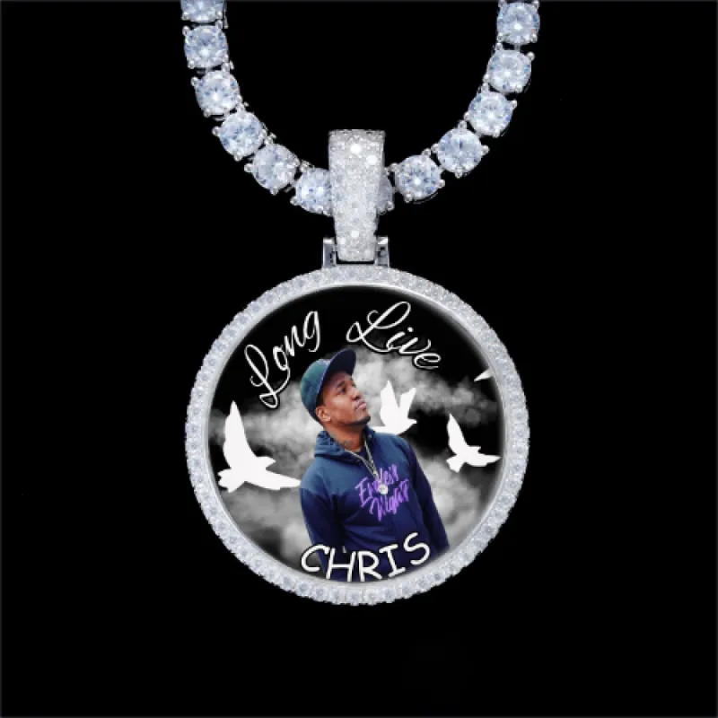 925S & VVS Moissanite 3D Circle Custom Picture Pendant sold by The GUU Shop