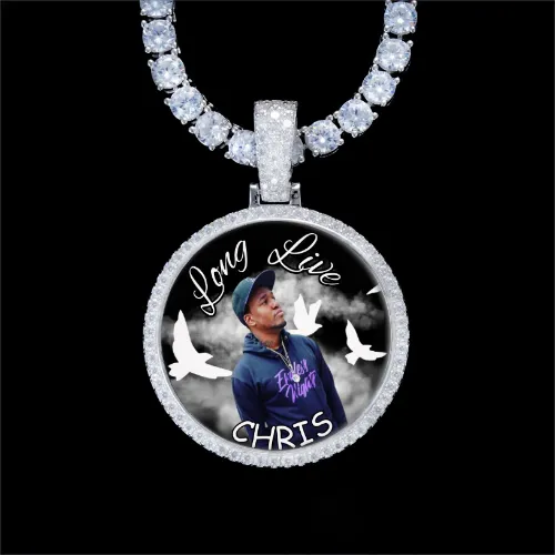 925S & VVS Moissanite 3D Circle Custom Picture Pendant sold by The GUU Shop