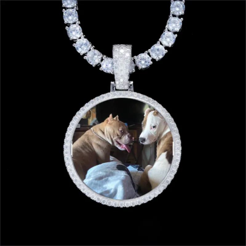 925S & VVS Moissanite 3D Circle Custom Picture Pendant made by The GUU Shop