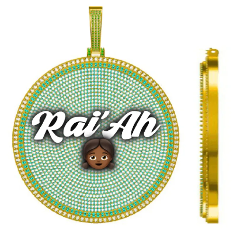 CUSTOM LETTER NECKLACE 3D BIG DISC sold by The GUU Shop