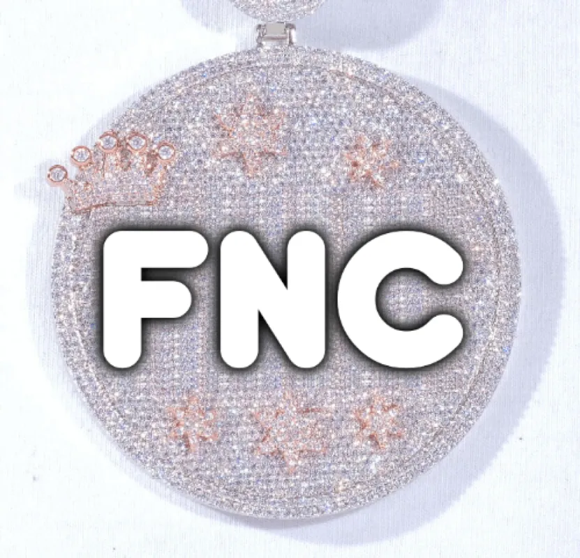 CUSTOM LETTER NECKLACE 3D BIG CROWN DISC sold by The GUU Shop