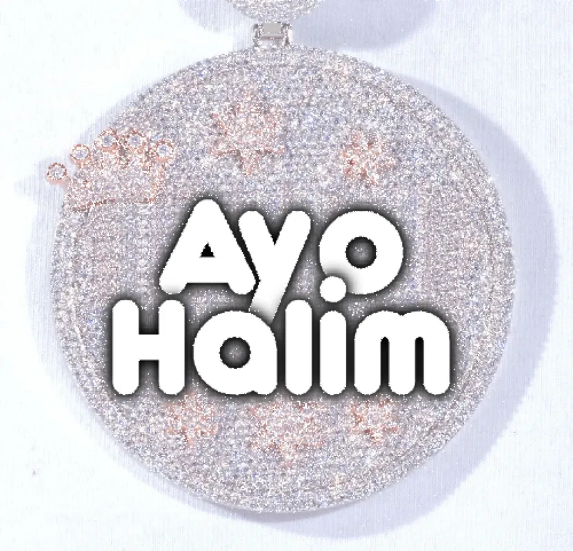 CUSTOM LETTER NECKLACE 3D BIG CROWN DISC sold by The GUU Shop