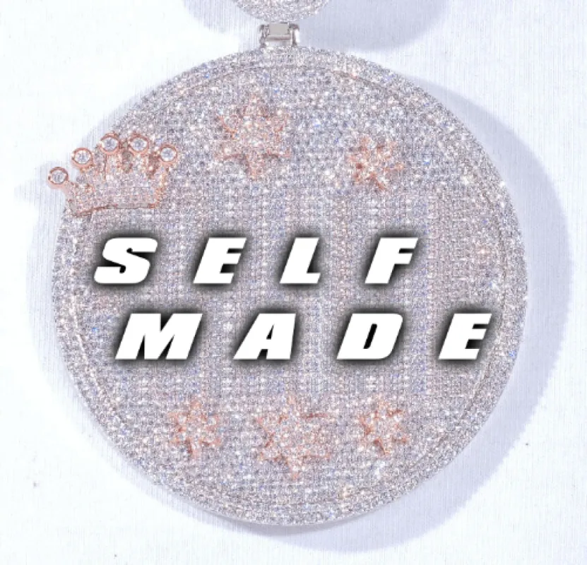 CUSTOM LETTER NECKLACE 3D BIG CROWN DISC sold by The GUU Shop