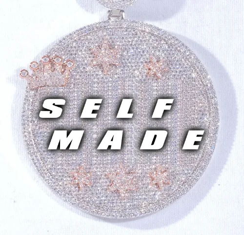 CUSTOM LETTER NECKLACE 3D BIG CROWN DISC sold by The GUU Shop