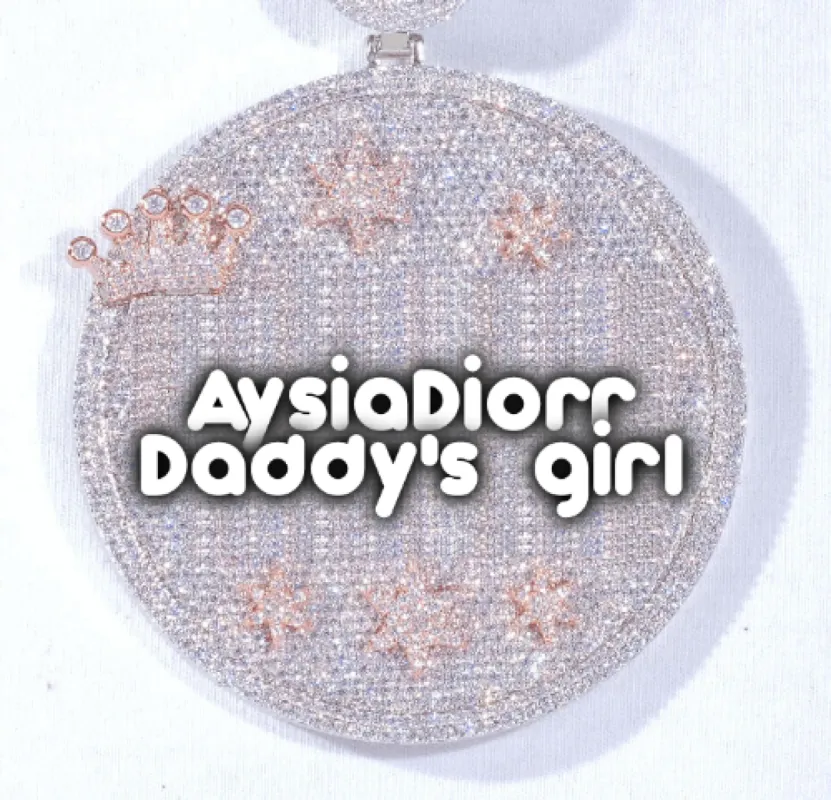 CUSTOM LETTER NECKLACE 3D BIG CROWN DISC sold by The GUU Shop