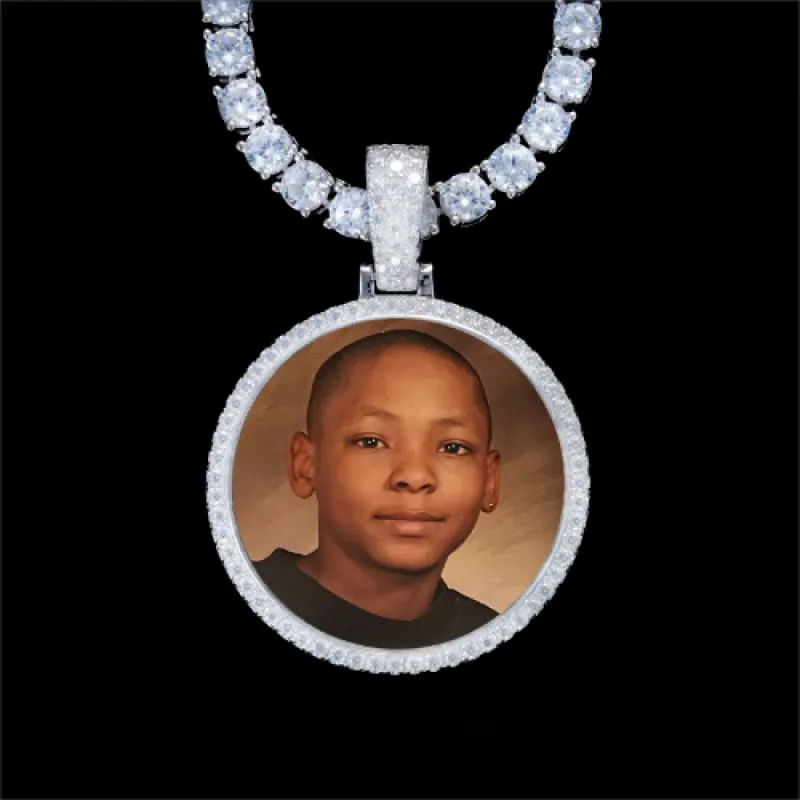 925S & VVS Moissanite 3D Circle Custom Picture Pendant sold by The GUU Shop