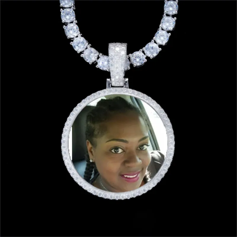 925S & VVS Moissanite 3D Circle Custom Picture Pendant sold by The GUU Shop