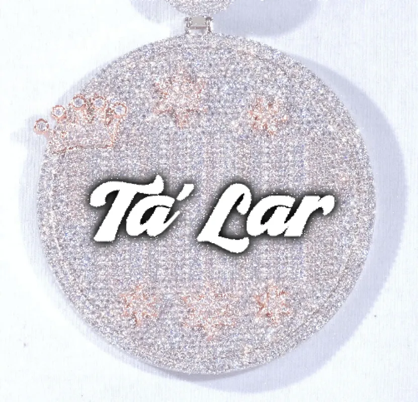 CUSTOM LETTER NECKLACE 3D BIG CROWN DISC sold by The GUU Shop