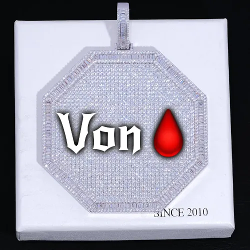 CUSTOM LETTER NECKLACE 3D BIG OCTAGON sold by The GUU Shop