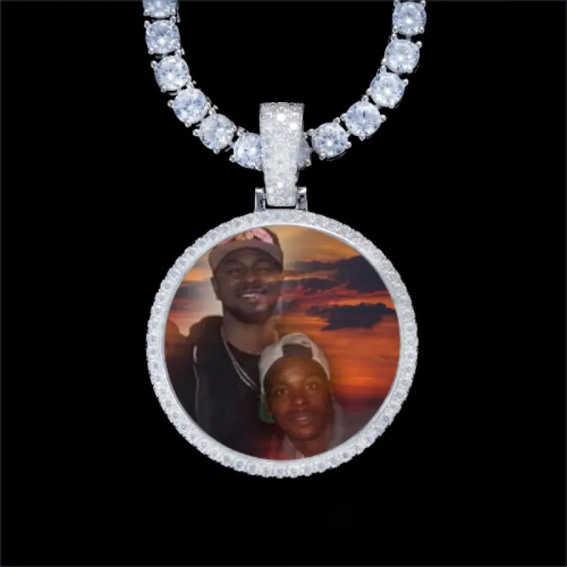 925S & VVS Moissanite 3D Circle Custom Picture Pendant sold by The GUU Shop