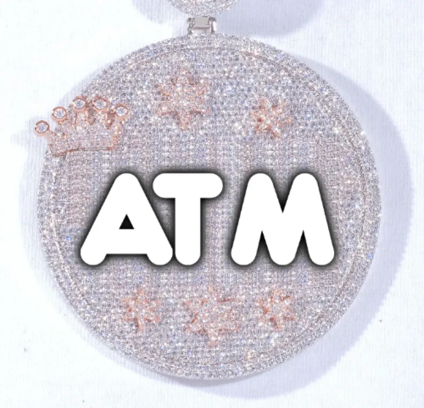 CUSTOM LETTER NECKLACE 3D BIG CROWN DISC sold by The GUU Shop