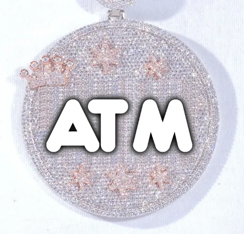 CUSTOM LETTER NECKLACE 3D BIG CROWN DISC sold by The GUU Shop