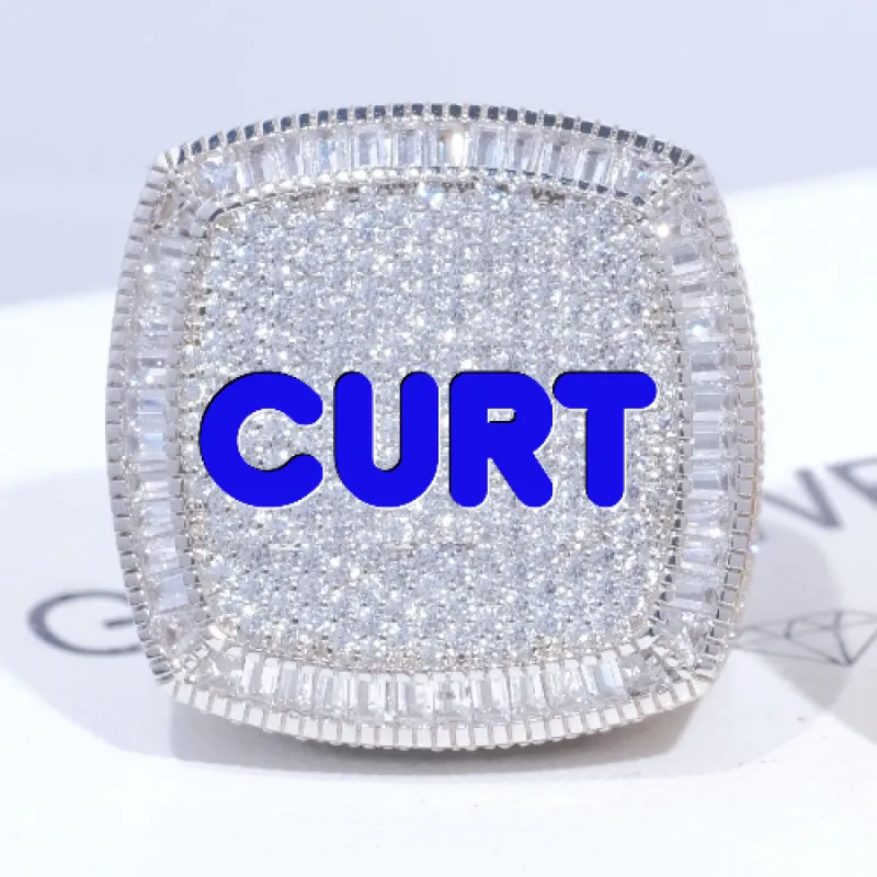 CUSTOM LETTER 3D ICED RING sold by The GUU Shop
