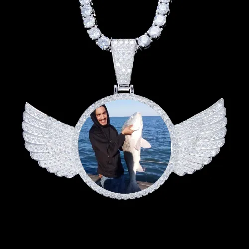 925S & VVS Moissanite 3D Wing Custom Picture Pendant sold by The GUU Shop