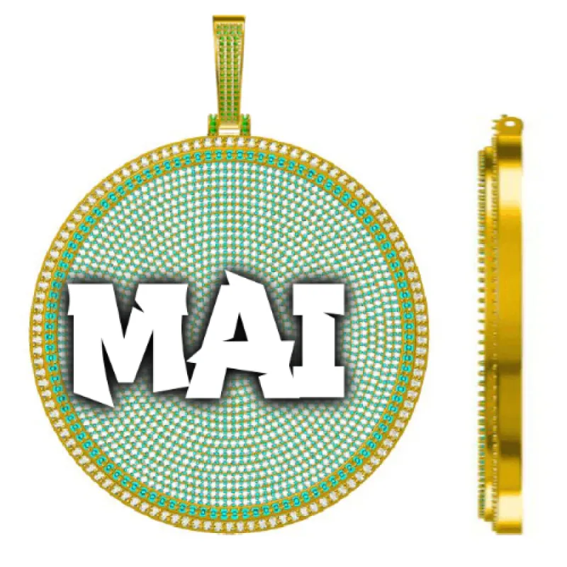 CUSTOM LETTER NECKLACE 3D BIG DISC sold by The GUU Shop