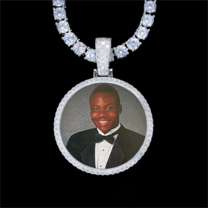 925S & VVS Moissanite 3D Circle Custom Picture Pendant sold by The GUU Shop