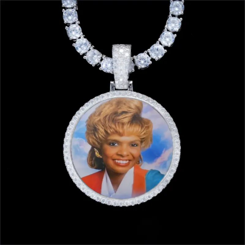 925S & VVS Moissanite 3D Circle Custom Picture Pendant sold by The GUU Shop