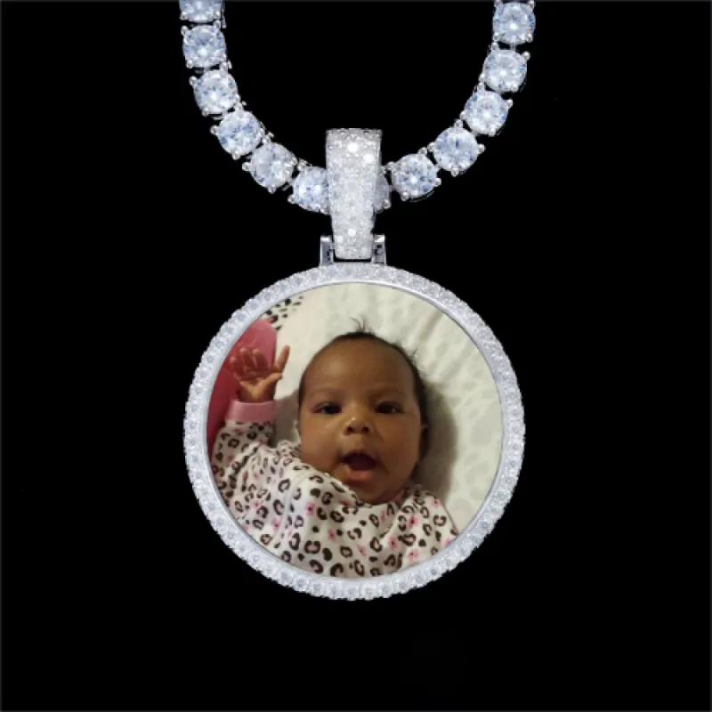 925S & VVS Moissanite 3D Circle Custom Picture Pendant sold by The GUU Shop