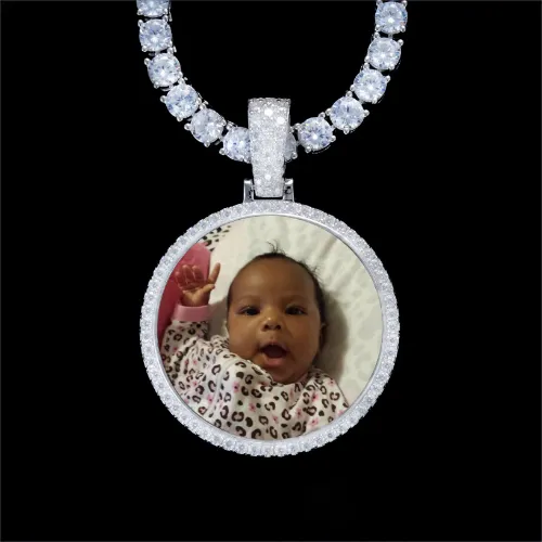 925S & VVS Moissanite 3D Circle Custom Picture Pendant sold by The GUU Shop
