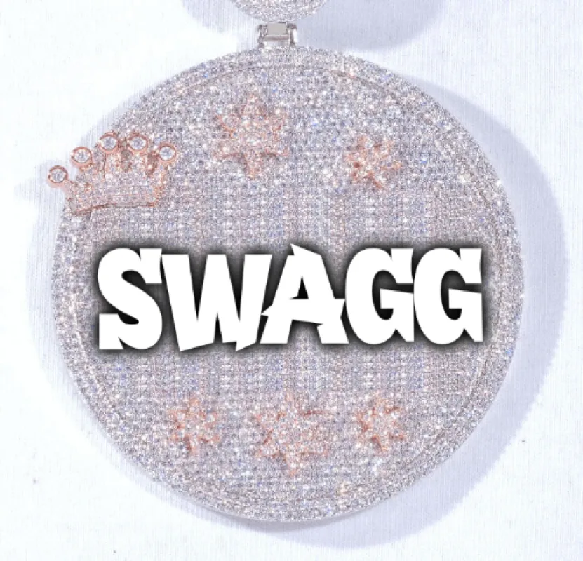 CUSTOM LETTER NECKLACE 3D BIG CROWN DISC sold by The GUU Shop