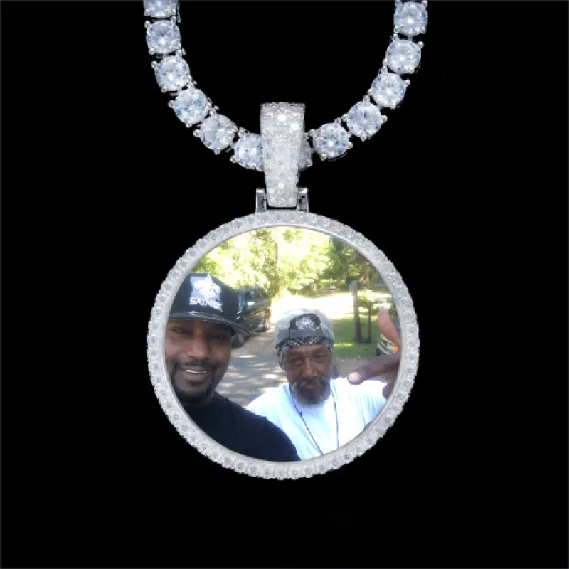 925S & VVS Moissanite 3D Circle Custom Picture Pendant sold by The GUU Shop