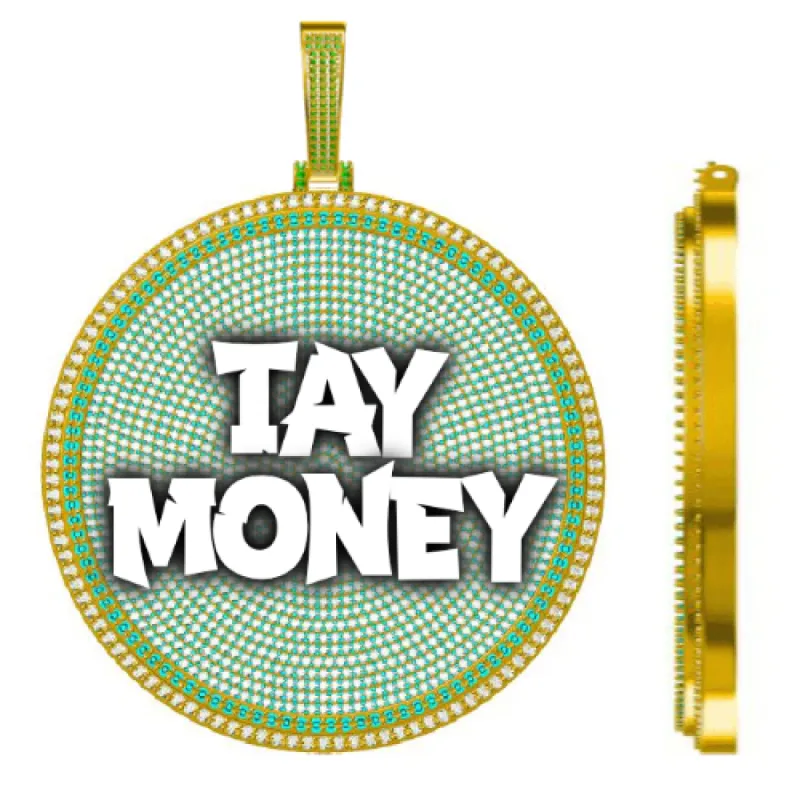 CUSTOM LETTER NECKLACE 3D BIG DISC sold by The GUU Shop