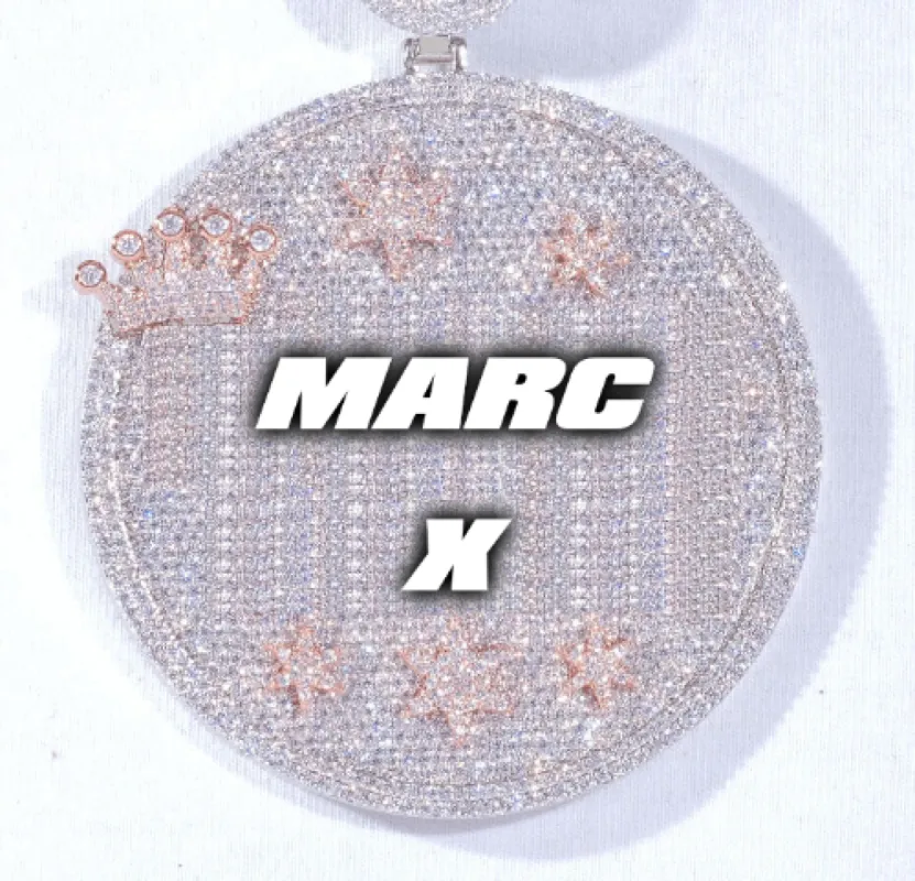 CUSTOM LETTER NECKLACE 3D BIG CROWN DISC sold by The GUU Shop