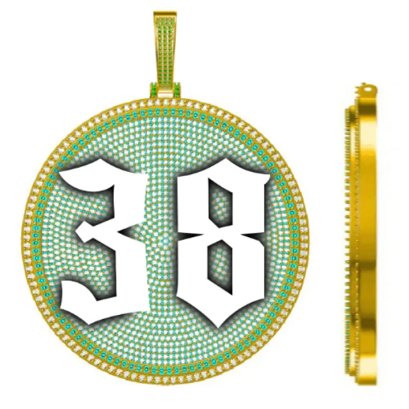 CUSTOM LETTER NECKLACE 3D BIG DISC sold by The GUU Shop