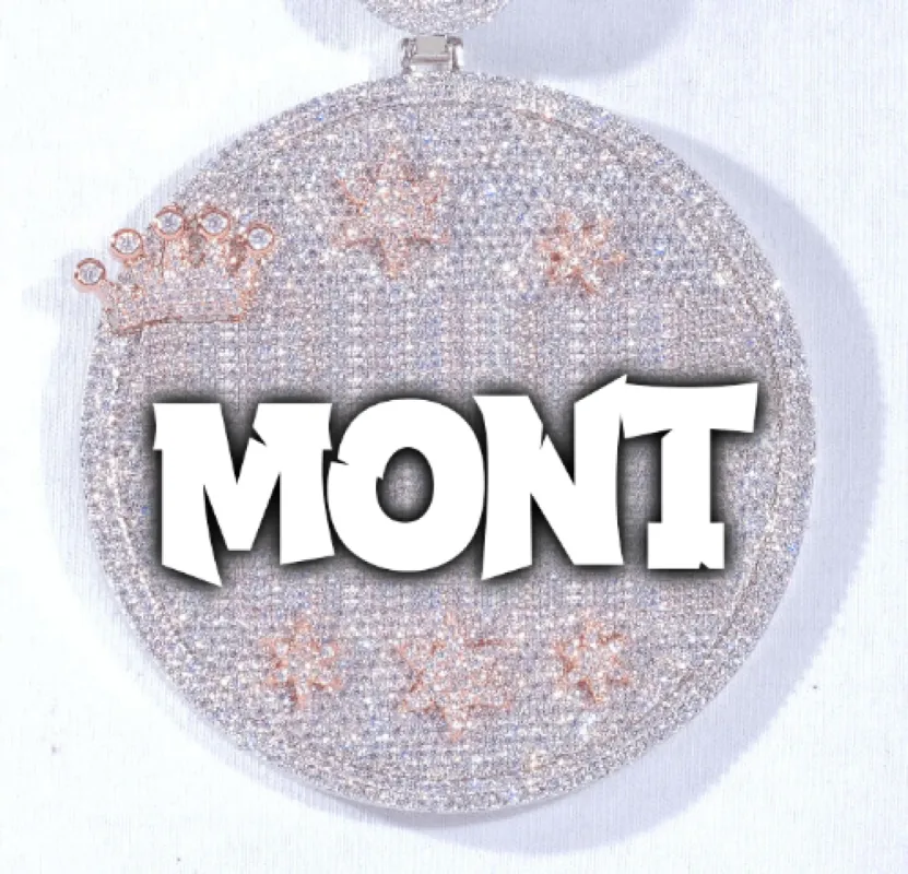 CUSTOM LETTER NECKLACE 3D BIG CROWN DISC sold by The GUU Shop