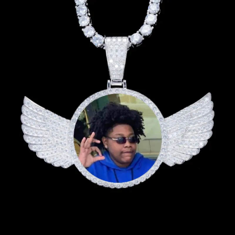 925S & VVS Moissanite 3D Wing Custom Picture Pendant sold by The GUU Shop