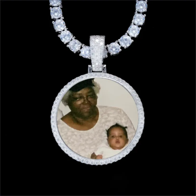 925S & VVS Moissanite 3D Circle Custom Picture Pendant sold by The GUU Shop