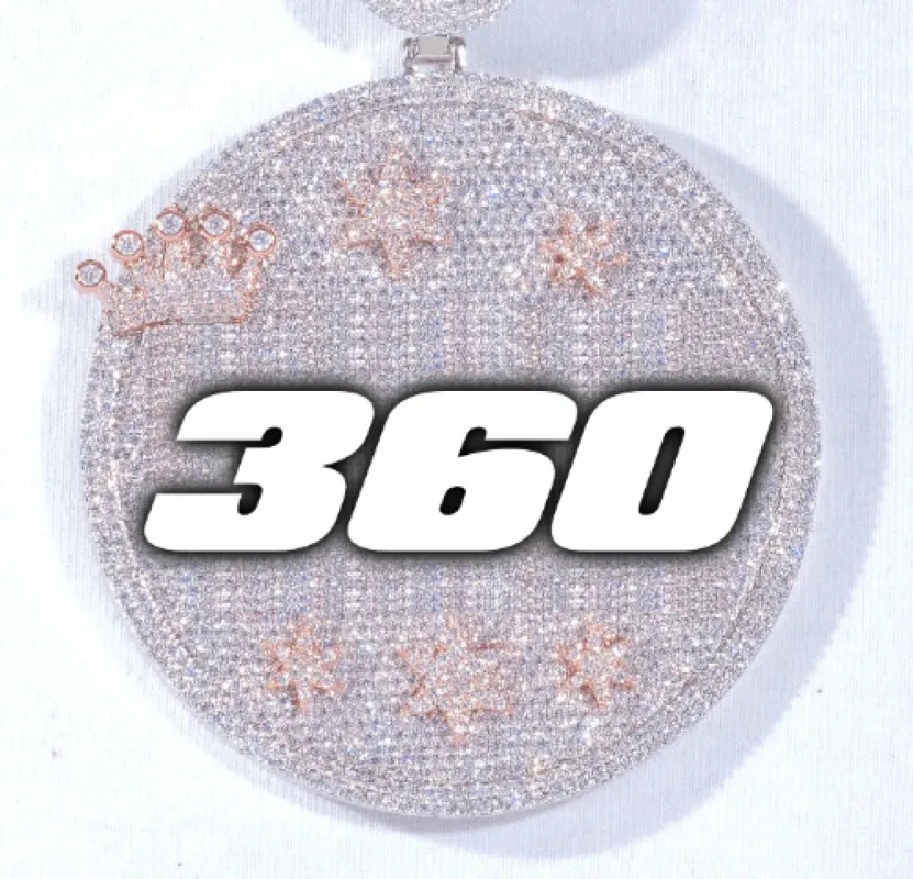 CUSTOM LETTER NECKLACE 3D BIG CROWN DISC sold by The GUU Shop