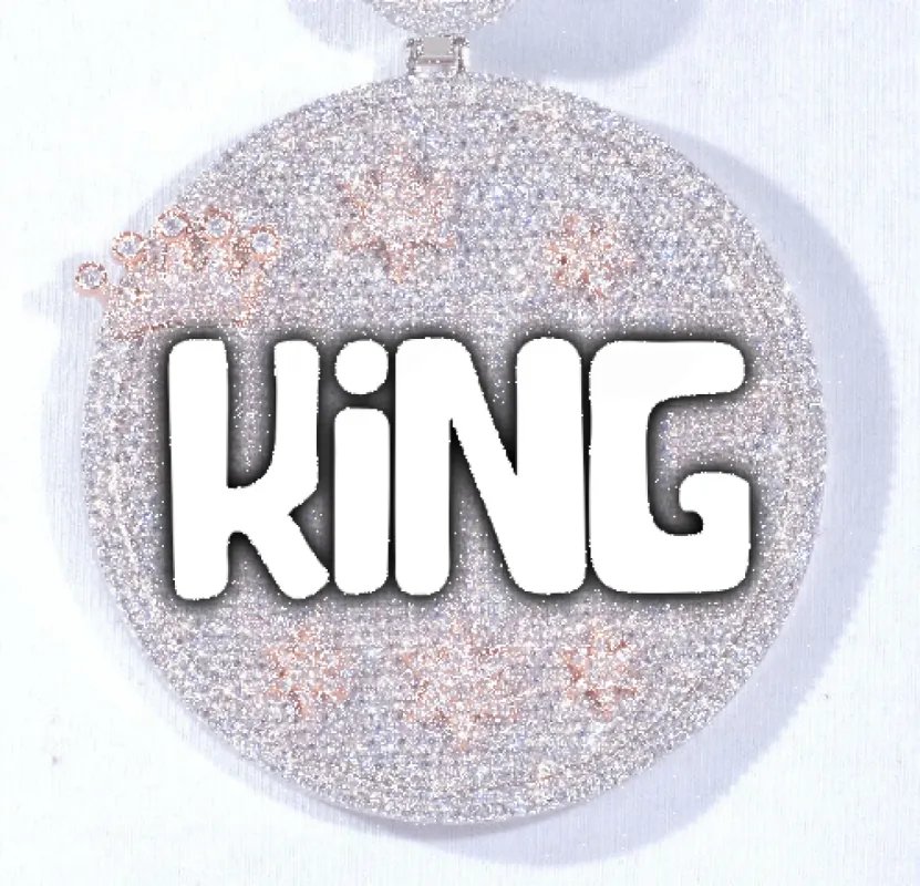 CUSTOM LETTER NECKLACE 3D BIG CROWN DISC sold by The GUU Shop