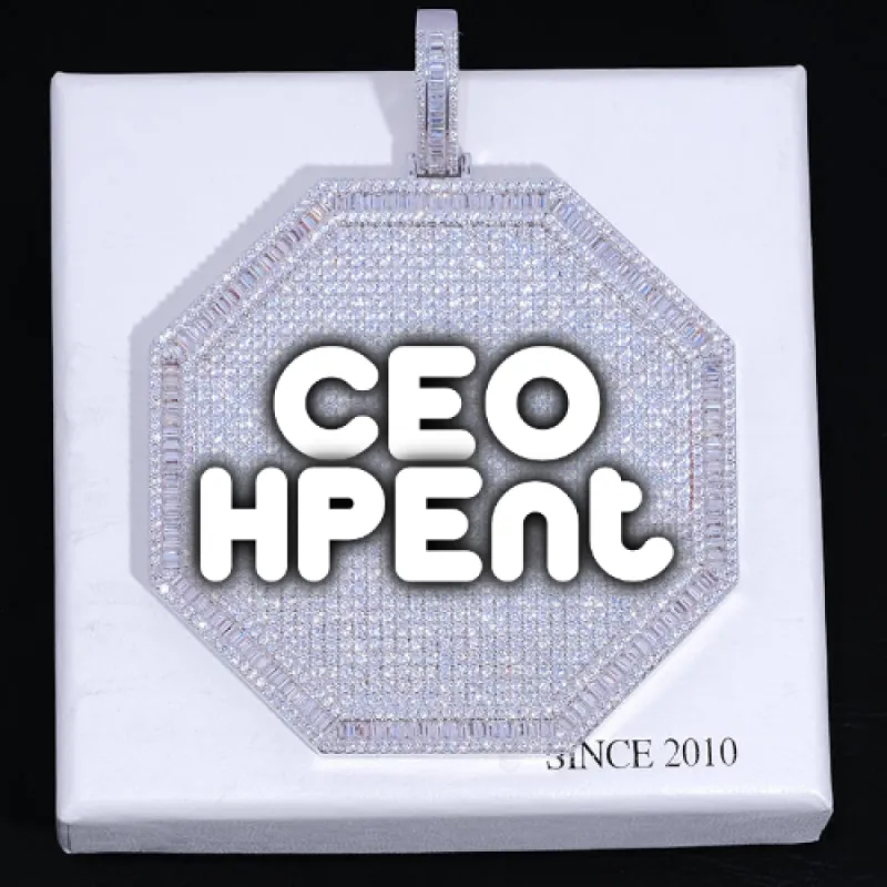 CUSTOM LETTER NECKLACE 3D BIG OCTAGON sold by The GUU Shop