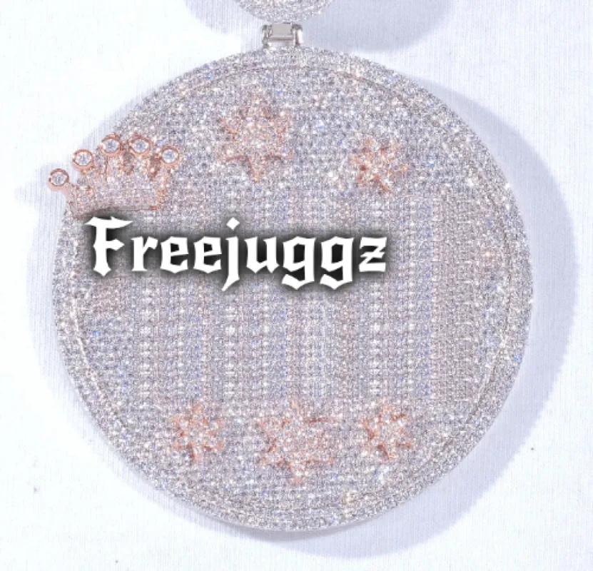 CUSTOM LETTER NECKLACE 3D BIG CROWN DISC sold by The GUU Shop