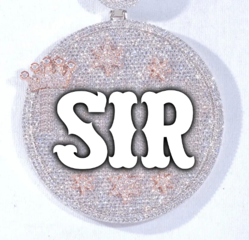 CUSTOM LETTER NECKLACE 3D BIG CROWN DISC sold by The GUU Shop