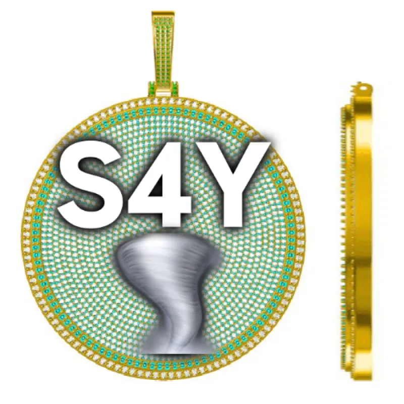 CUSTOM LETTER NECKLACE 3D BIG DISC sold by The GUU Shop