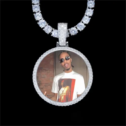 925S & VVS Moissanite 3D Circle Custom Picture Pendant sold by The GUU Shop