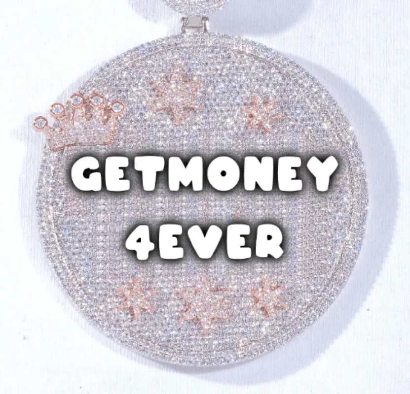 CUSTOM LETTER NECKLACE 3D BIG CROWN DISC sold by The GUU Shop