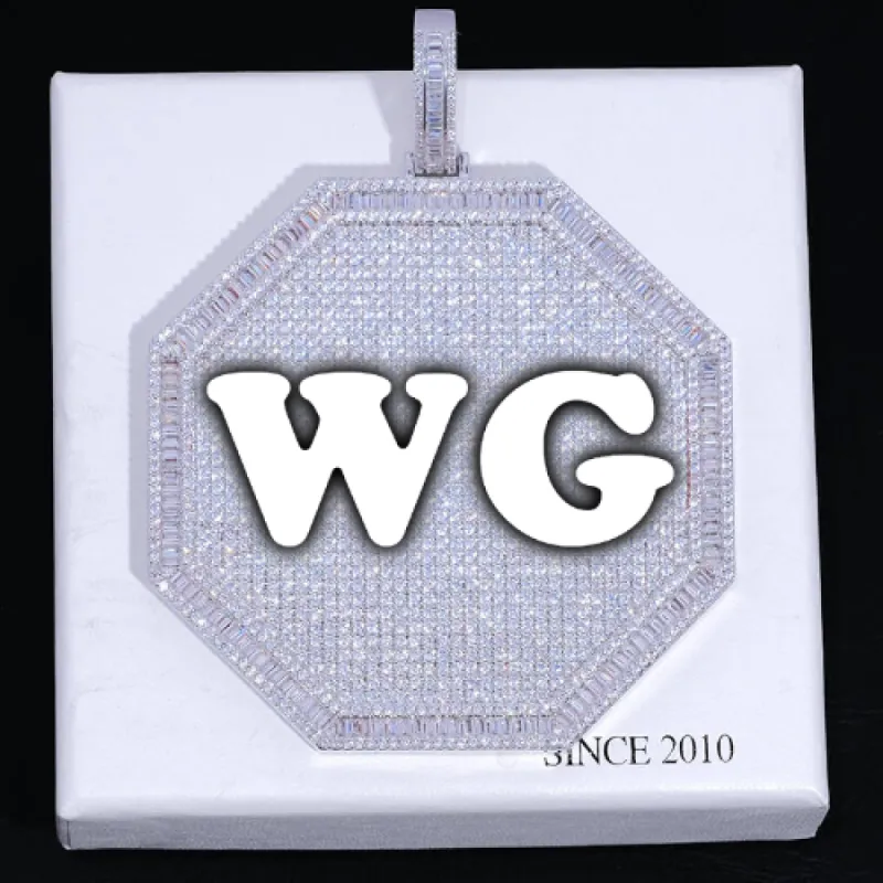 CUSTOM LETTER NECKLACE 3D BIG OCTAGON sold by The GUU Shop