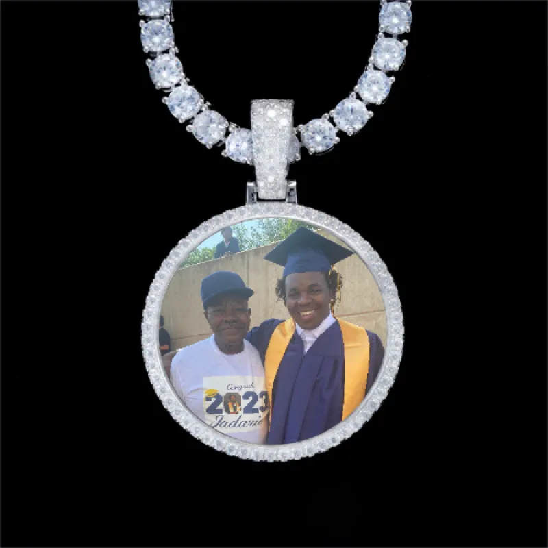 925S & VVS Moissanite 3D Circle Custom Picture Pendant sold by The GUU Shop