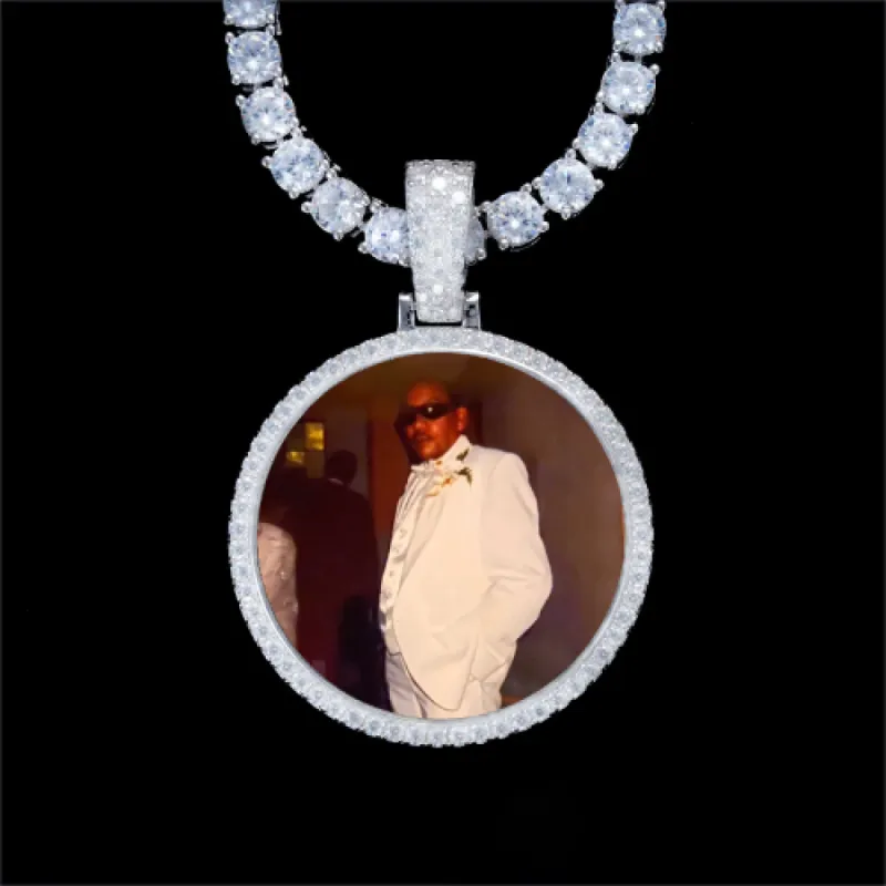 925S & VVS Moissanite 3D Circle Custom Picture Pendant sold by The GUU Shop
