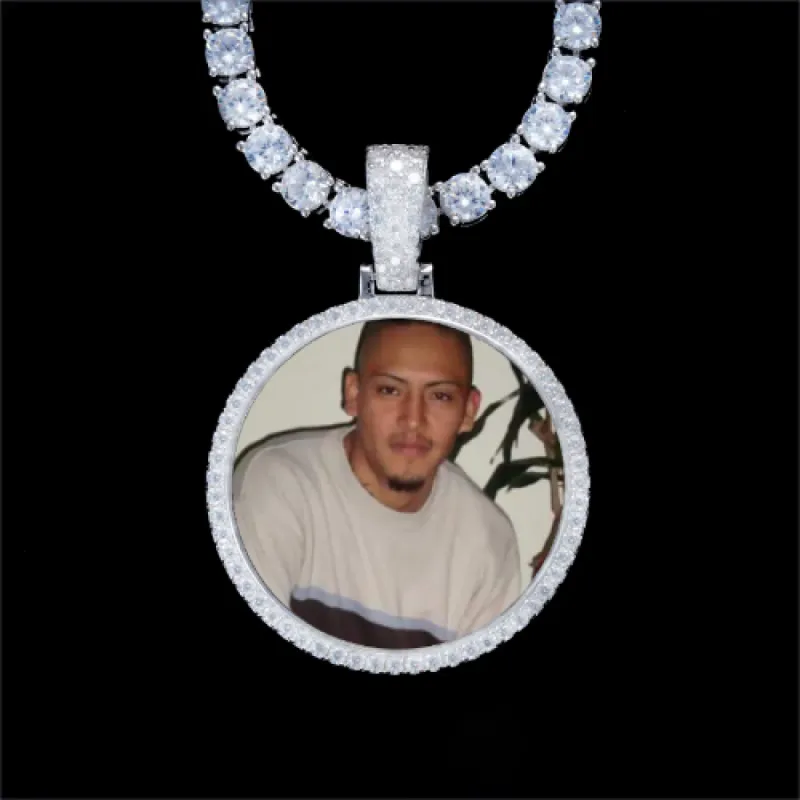 925S & VVS Moissanite 3D Circle Custom Picture Pendant sold by The GUU Shop